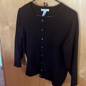 White House Black Market EUC Jewel Collar full snap front cardigan. Black XL.